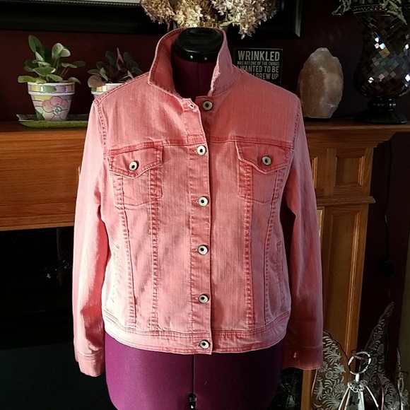 pink plus size denim jacket